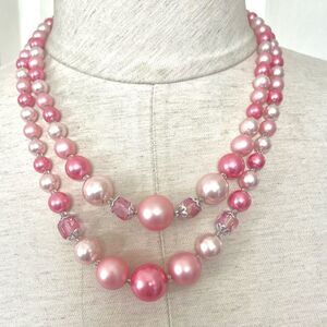 Vintage Marvella multi strand pink faux Pearl necklace